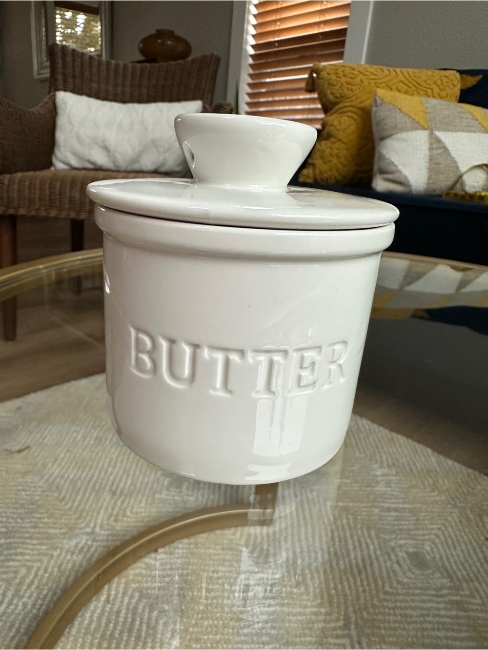White ceramic Butter Crock